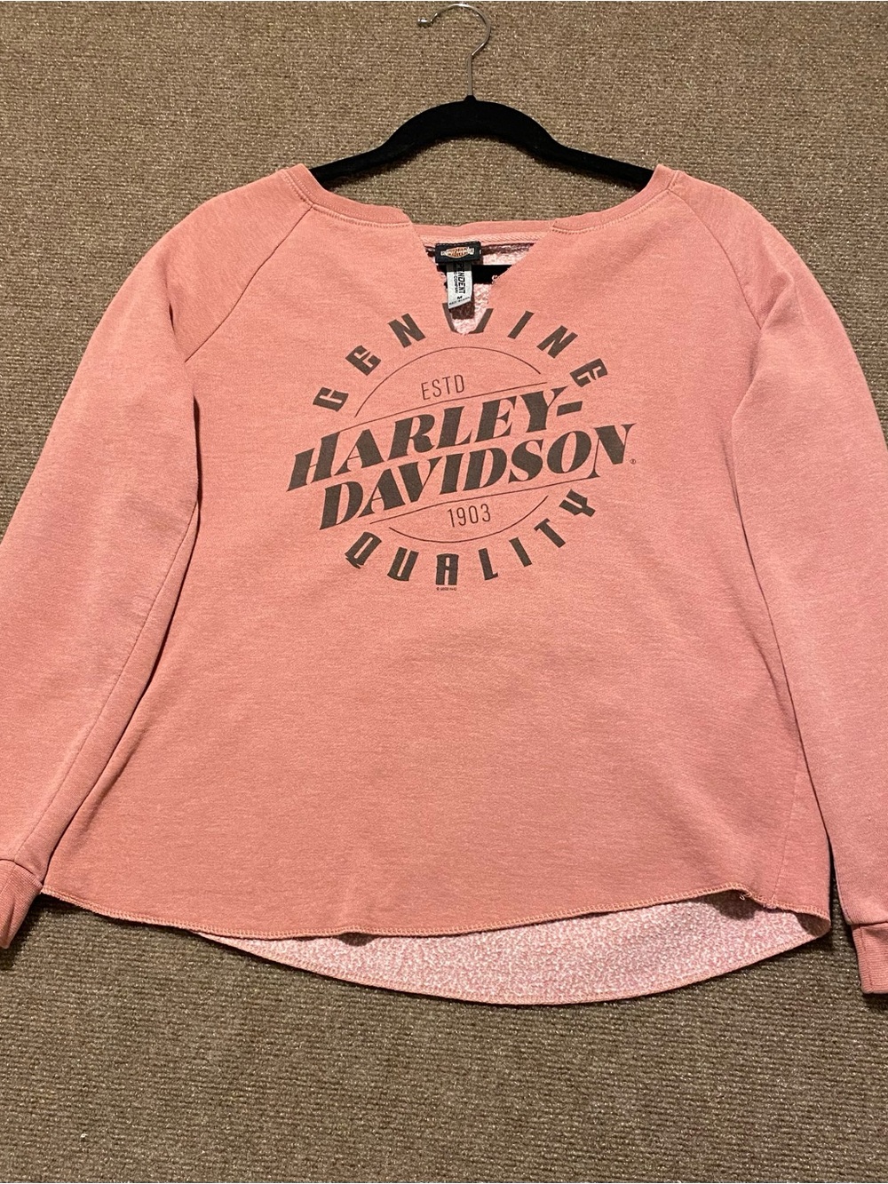 Harley-Davidson Madison, WI. Women's Dusty Pink Logo Pullover Sweatshirt M